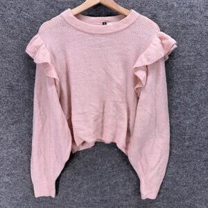 New Divided Sweater Pullover Women S Small Pink Knit Long Sleeve Acrylic Casual